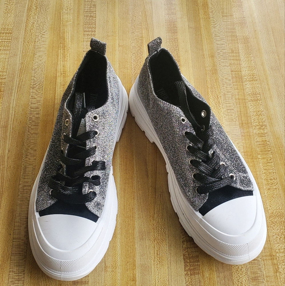 True Religion Janis Silver Glitter Chunky Sneakers